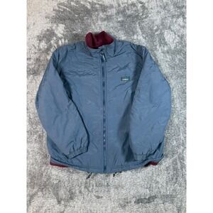 Vintage LL Bean Warm Up Jacket Blue Burgundy Fleece Lined Full Zip P242 XL